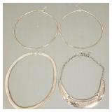 4 asst. N.O.S. sterling silver necklaces- 18'