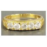 14k gold ring s/w 5 clear stones: 3.1g, sz 8