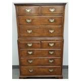 Antique English oak chest on chest w/ 9 drawers