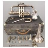 Antique C.G. Conn cornet in case (as seen- broken