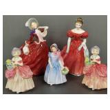 5 Royal Doulton figures incl Cissie, Autumn