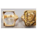 2 vintage 10K gold rings- 18.1g total (as is-