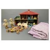 Gp incl tin litho dollhouse with furniture, wood