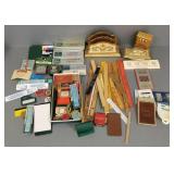 Gp vintage desk top items incl advertising rulers,