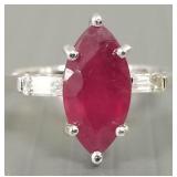 Marquis ruby & sterling silver ring marked STS-