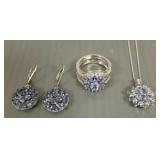 3 pcs Tanzanite & sterling silver jewelry marked