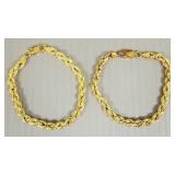 2 Italian sterling silver 18K bonded Veronese rope