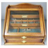 Small lift top multi-drawer jewelry cabinet w/