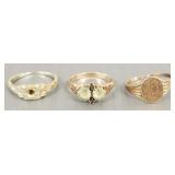3 tested 14K gold rings- 6.7g (1 shank cut, 1 no