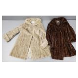 2 vintage fur coats- 1 w/ Schlampps label- 36'L