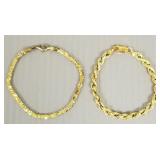 2 Italian sterling silver 18K bonded Veronese rope