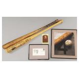 Gp of baseball items: Gehrig type bat & picture,