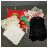 Vintage textiles incl school patrol flag, etc.