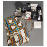 Gp jewelry & designer scarf incl sterling ring,