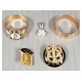 5 pcs tested 10K gold jewelry incl 2 antique