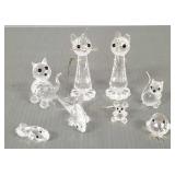 8 vintage Swarovski crystal figures incl cat,