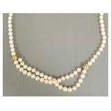 36'L approx 8mm pearl necklace w/ 14k gold