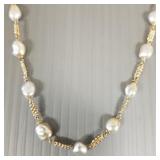 Tested 14K gold & baroque pearl necklace- 36g