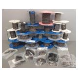 Gp of black toned chains on spools, etc. for