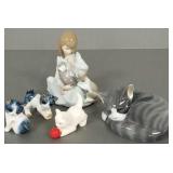 5 porcelain, etc. cat figures incl Royal