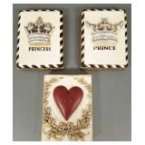 3 Sid Dickens plaques #T-58 prince; T-59 princess,