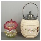 2 pcs Victorian glass: jack in the pulpit vase &