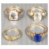 4 vintage 10K gold rings s/w stones, etc. 6.3g