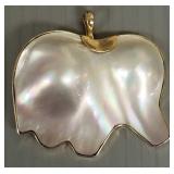 14k gold & mabe pearl pendant in the shape of