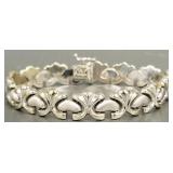 14k white gold fancy link bracelet: 19.8g, 8 1/4'L