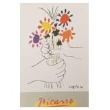 Picasso poster- hands with flowers (glass as is)