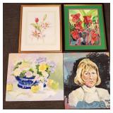 4 original artworks- 2 watercolors & 2 oil