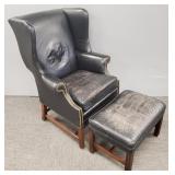 Century Furniture Co. leather upholstered wing