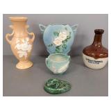 5 pcs vintage pottery incl Rushmore paperweight,