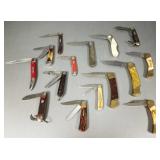 15 asst. folding knives incl Remington, etc.- 5'