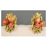 Pr tested 14K gold artisan earrings s/w carved