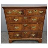 Antique English oak & burl veneer chest (as seen-