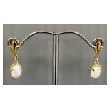 14K gold & opal dangle earrings- 1.1g; 3/4'L