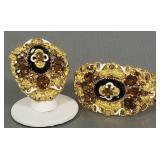 2 pc vintage Czech rhinestone & enamel jewelry: