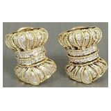 14k gold & diamond bow motif earrings w/