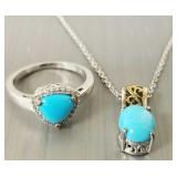 2 pcs Sleeping Beauty turquoise & sterling silver
