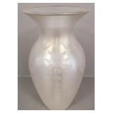 Signed Hawkes verre de soie etched glass vase-