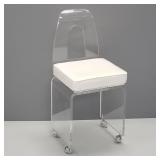 Lucite swivel chair with upholstered seat- 32'H