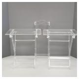 Lucite stand with 2 folding trays- 30 3/4'H