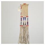 Sioux geometric pattern beaded pipe bag- 32'H 7'W