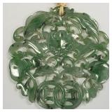 Antique carved jade pendant with bat motif- 2 1/8'