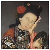 Chinese reverse painting on glass- 22 1/4'H