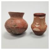 2 Native American, etc. pots: antique redware