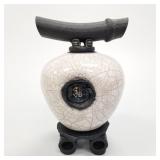 Artisan Raku signed Lovin ceramic sculpture on