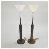 Two Walter Von Nessen tall brass table lamps