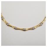 18K 2-tone gold necklace- bamboo link- marked